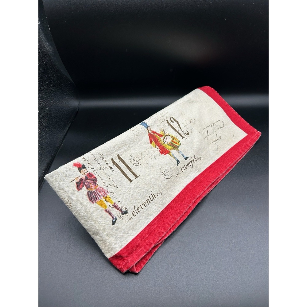 2 WILLIAMS SONOMA 12 DAYS OF CHRISTMAS 21 X 30" COTTON TEA KITCHEN TOWEL HOLIDAY - Picture 3 of 4